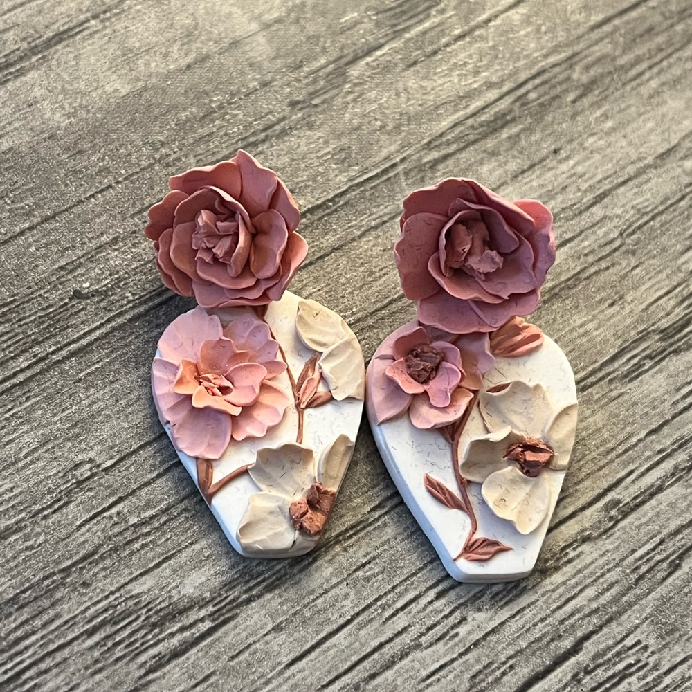 Clay flower earrings